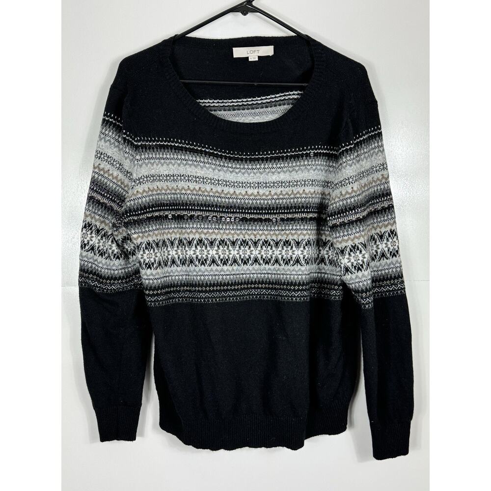 LOFT‎ Fair Isle Crew Neck Sweater Womens Wool Blend Size XL